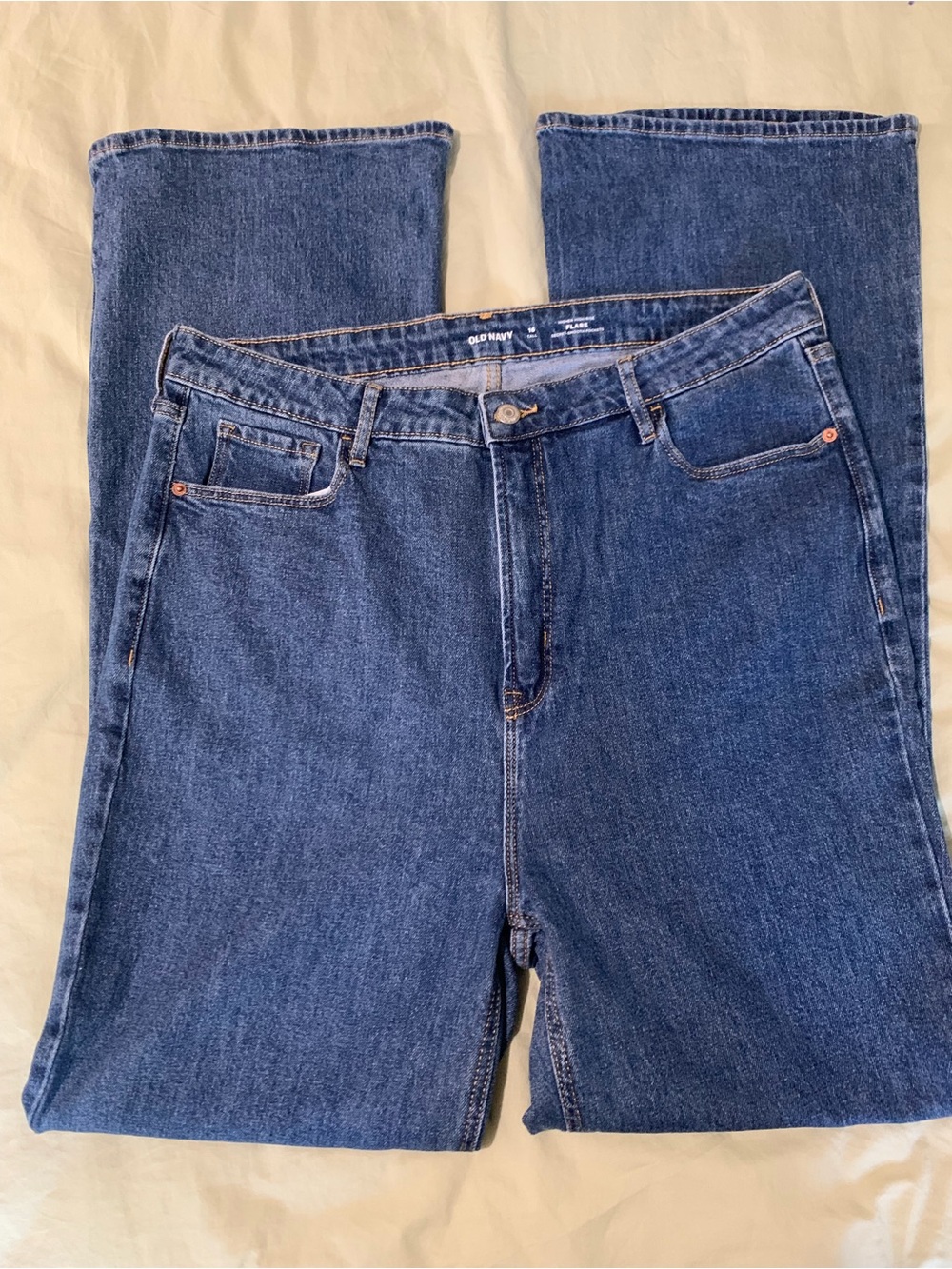 Old Navy HEMP size 16 TALL higher high rise FLARE cotton & hemp denim jeans